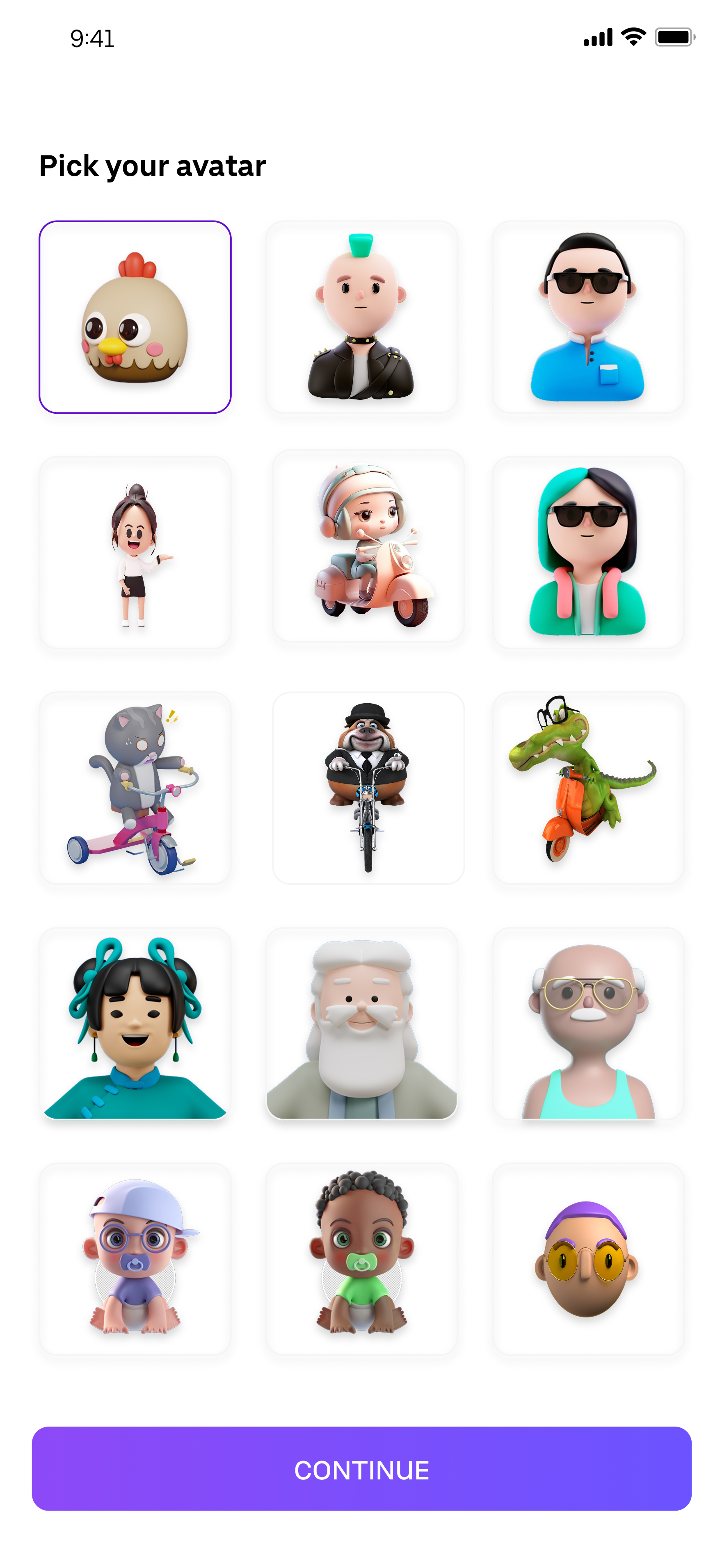 Avatar Selection Screen