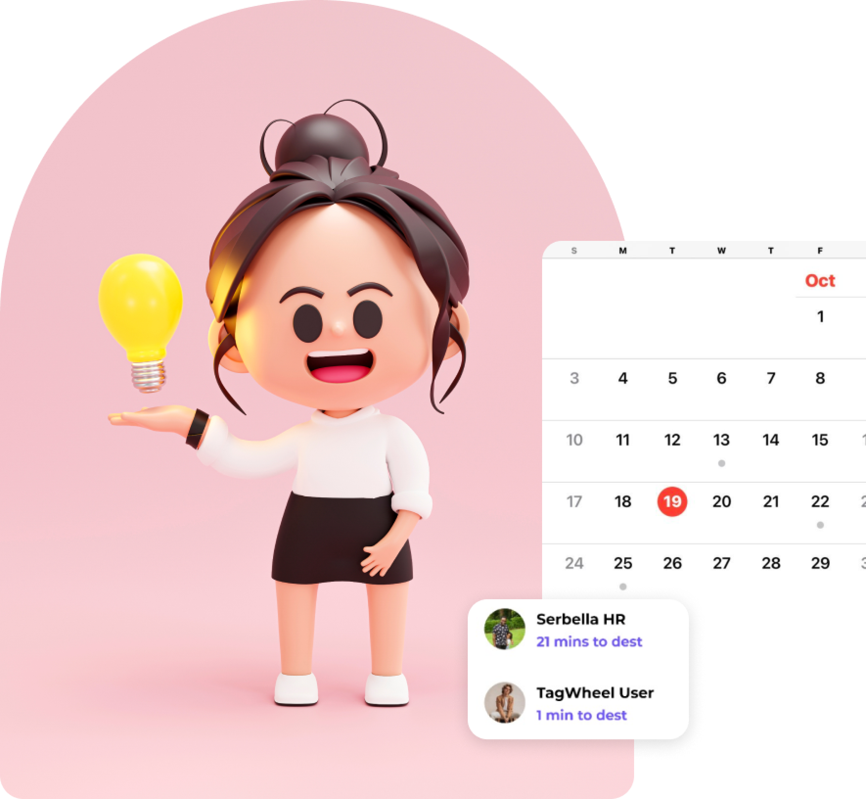 Cartoon character with calendar